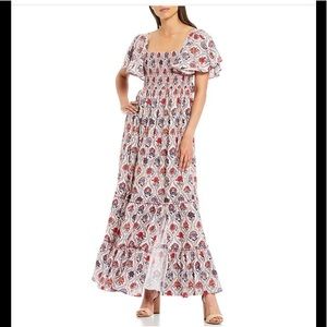 NWT Sachin & Babi
Danni Square Neck Flutter Sleeve Floral Print Maxi Dress